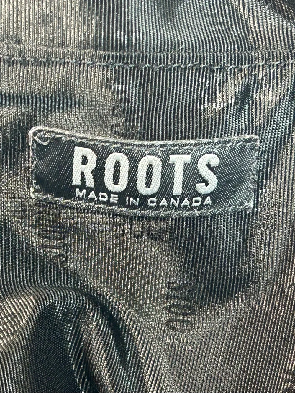 Vintage ROOTS Canada Black Leather Nylon Gym Duffle Travel Bag 20”x12”x10”